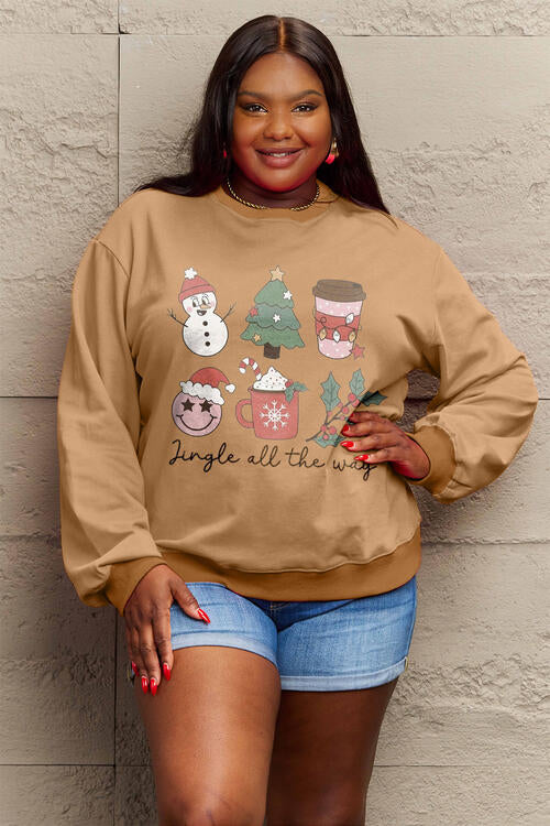 Simply Love Full Size JINGLE ALL THE WAY Long Sleeve Sweatshirt - SIZES S THRU 3XL - T - 4 COLORS -