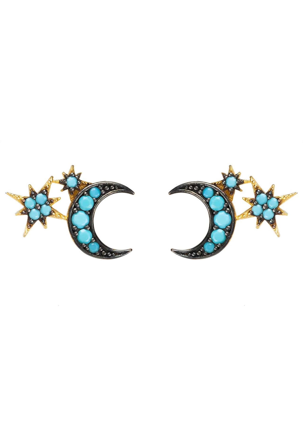 LATELITA - Moon and Starburst Mini Earrings Turquoise -