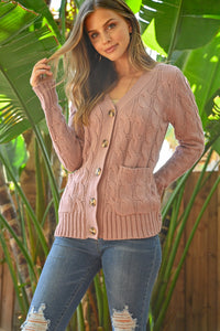 Thumbnail for Riah Fashion - Cable Sweater With Pockets - 9 COLORS -