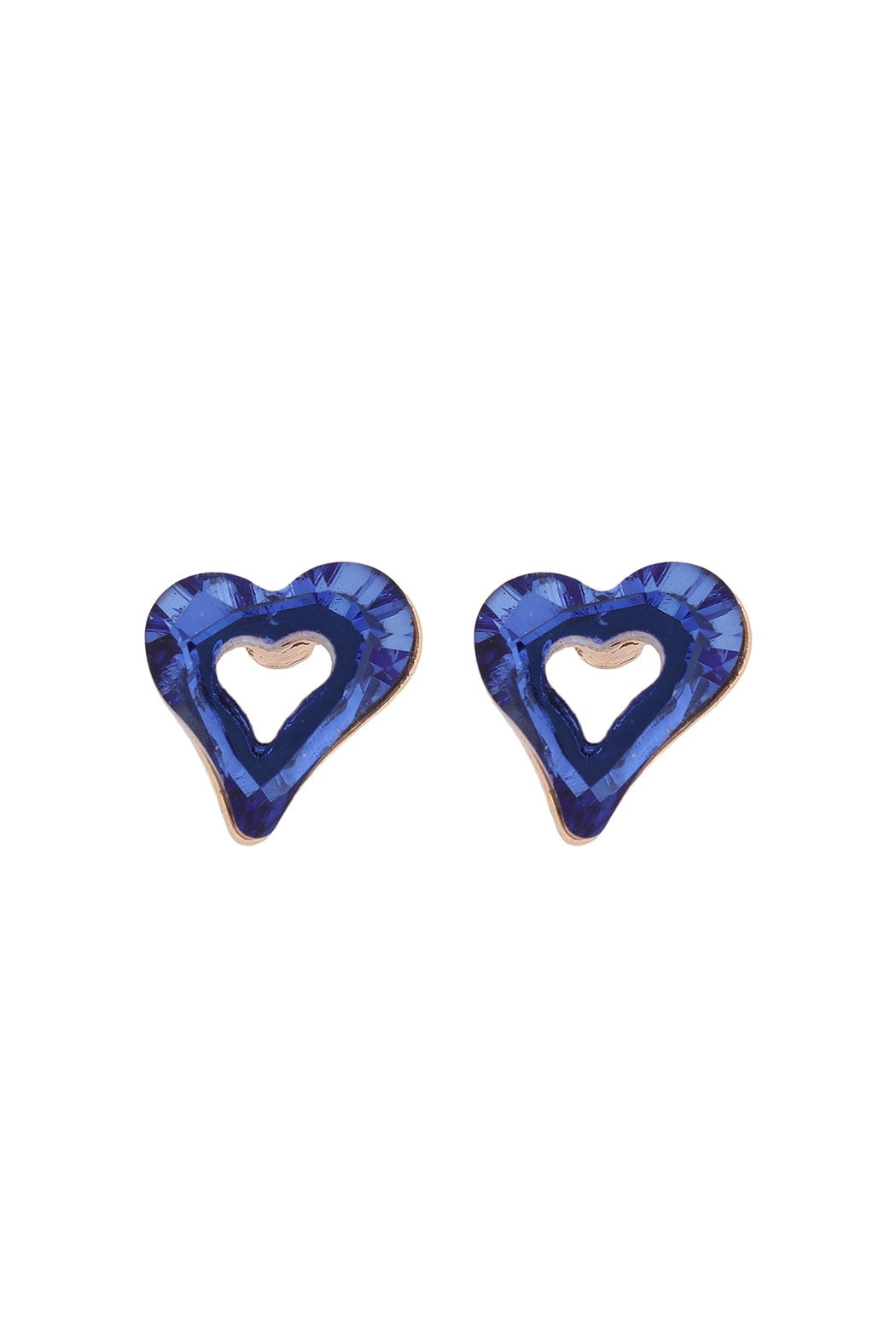 Glass Open Heart Post Stud Earrings - 5 COLORS