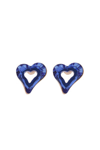 Thumbnail for Glass Open Heart Post Stud Earrings - 5 COLORS