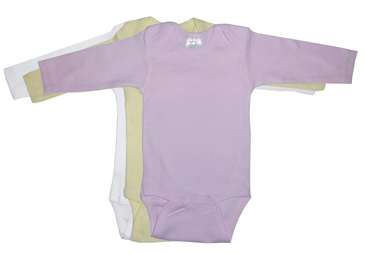 Bambini Boy's Pastel Long Sleeve Onezie - 3 PACK -