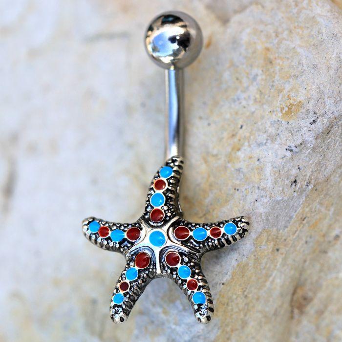 316L Stainless Steel Colorful Starfish Navel Ring -