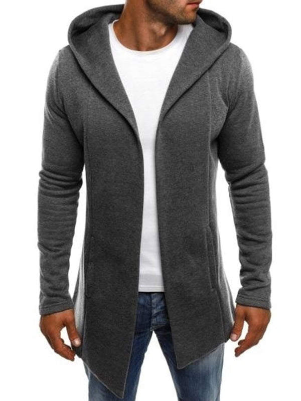 Casual Men's Hooded Fashion Stitching Solid Color Cardigan Sweater - K - 1 COLOR -