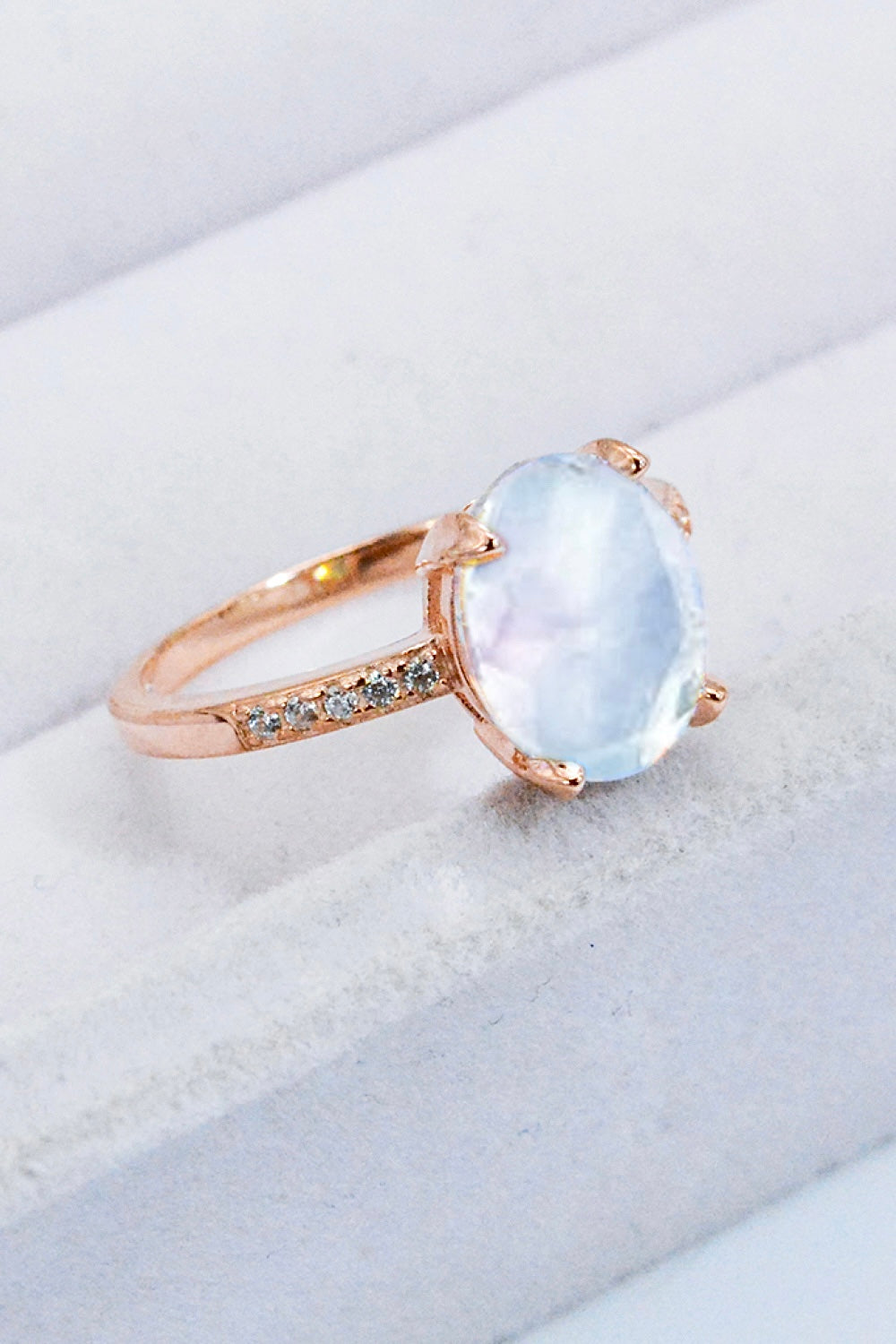 Get A Move On Moonstone Ring - T - SIZES 6 THRU 9 - 2 FINISHES -