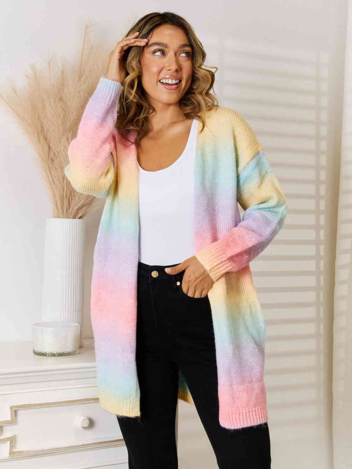 Full Size Gradient Open Front Cardigan - T - 5 COLORS -