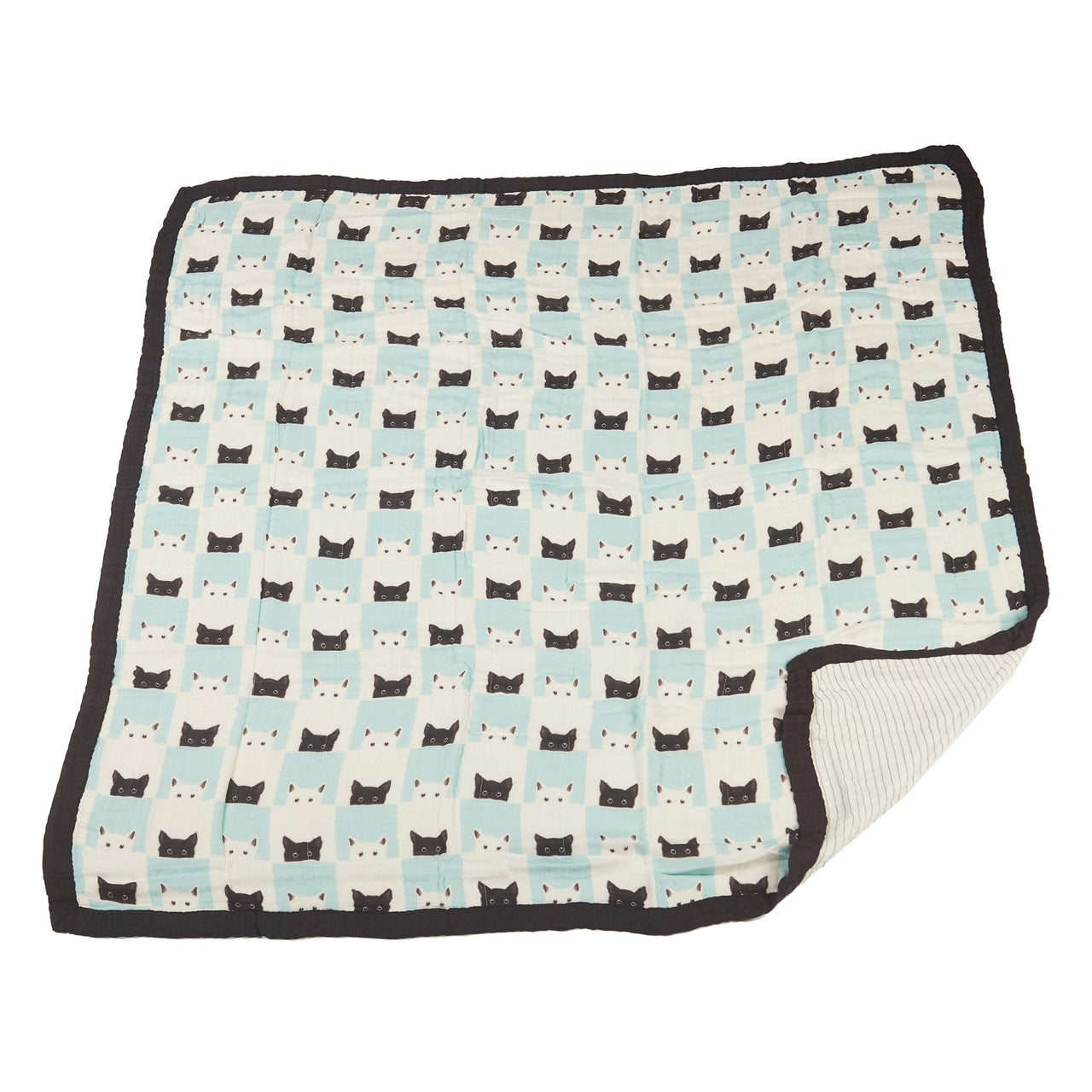 Peek-A-Boo Cats and Pencil Stripe Bamboo Muslin Newcastle Blanket -