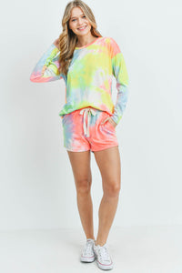 Thumbnail for Riah Fashion - Tie Dye Top and Shorts Set With Self Tie - 2 PCS. - 6 COLORS -