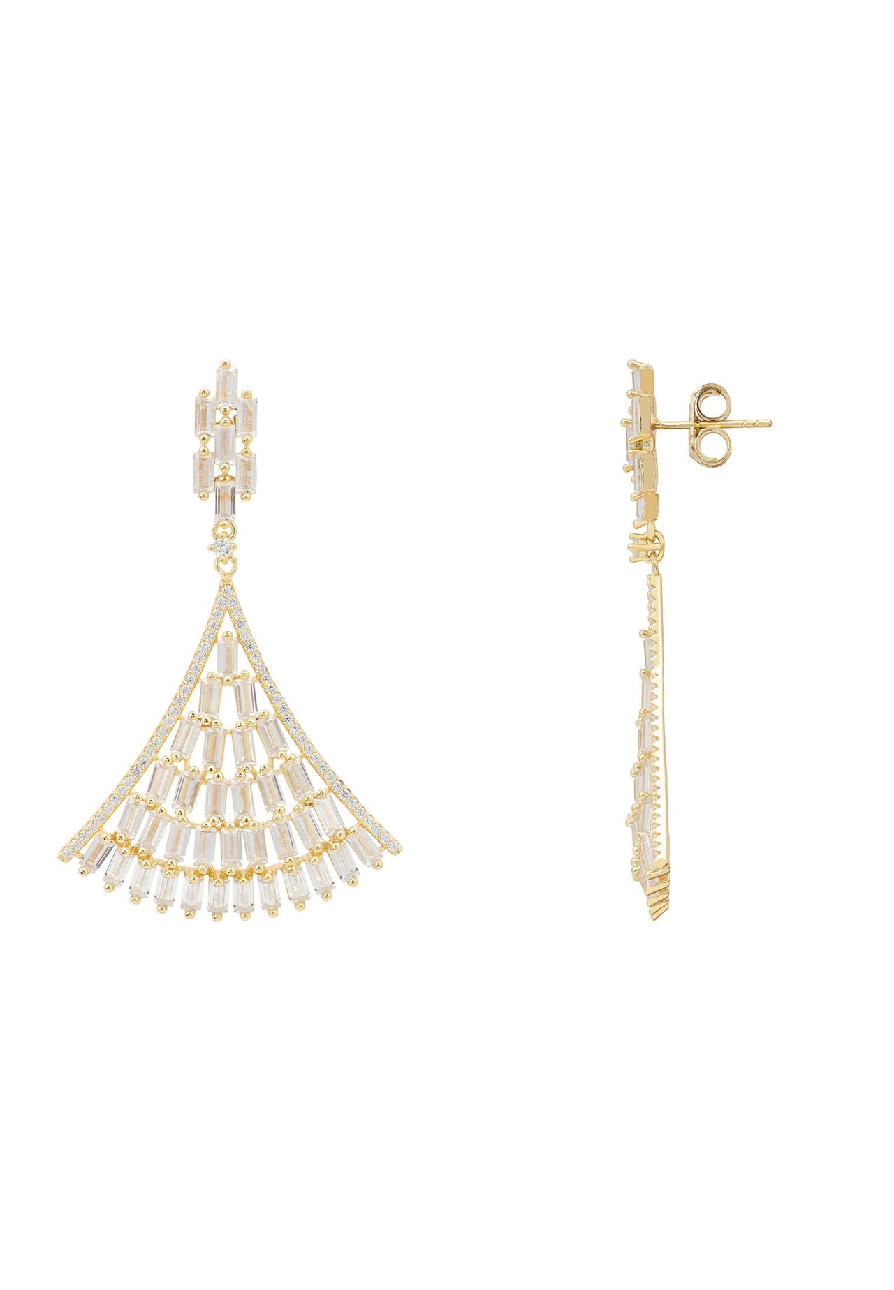 LATELITA - Baguette Fan Tail Earrings Gold -