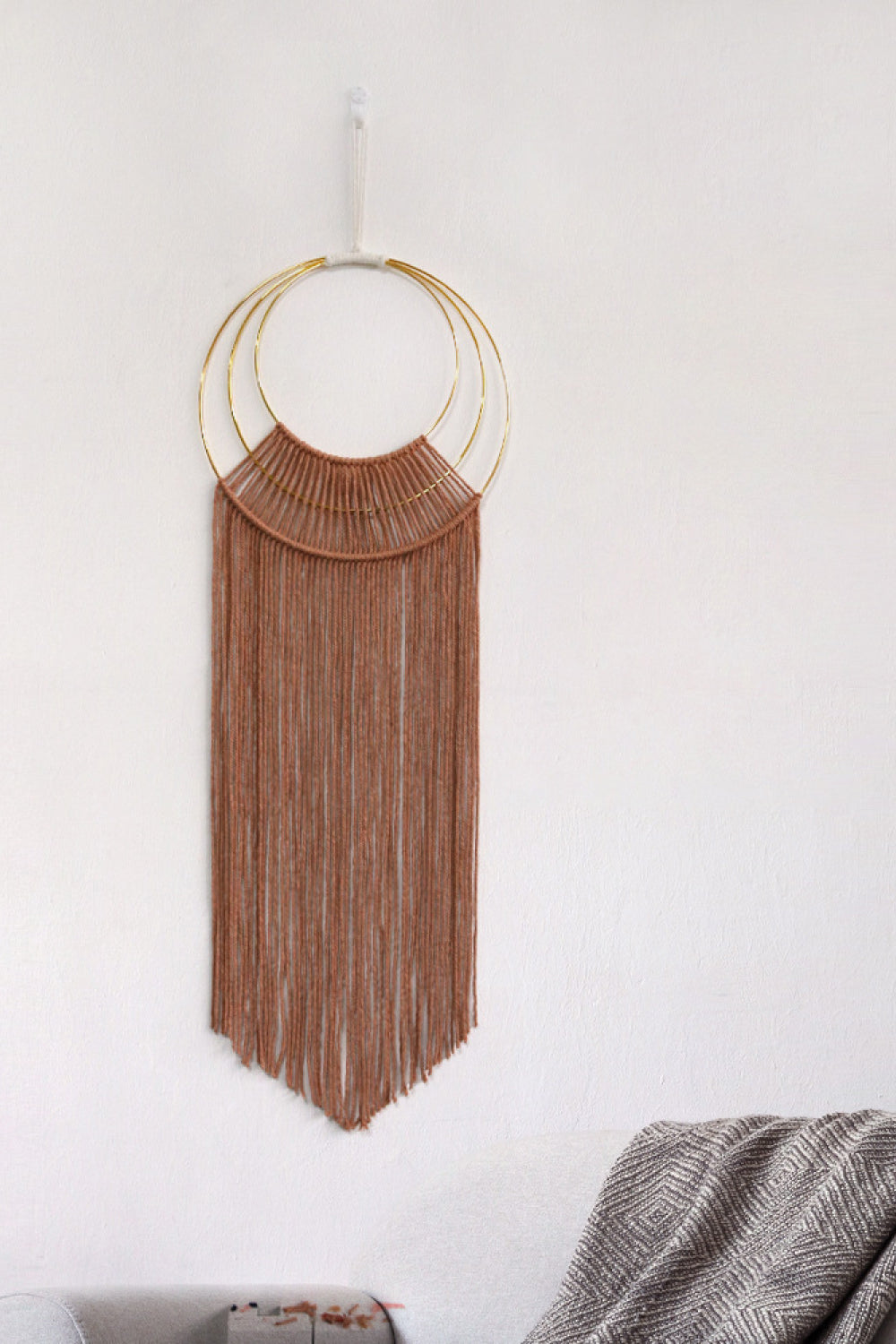 Hoop Fringe Macrame Wall Hanging - 41.3" X 13.8" - T - 6 COLORS -