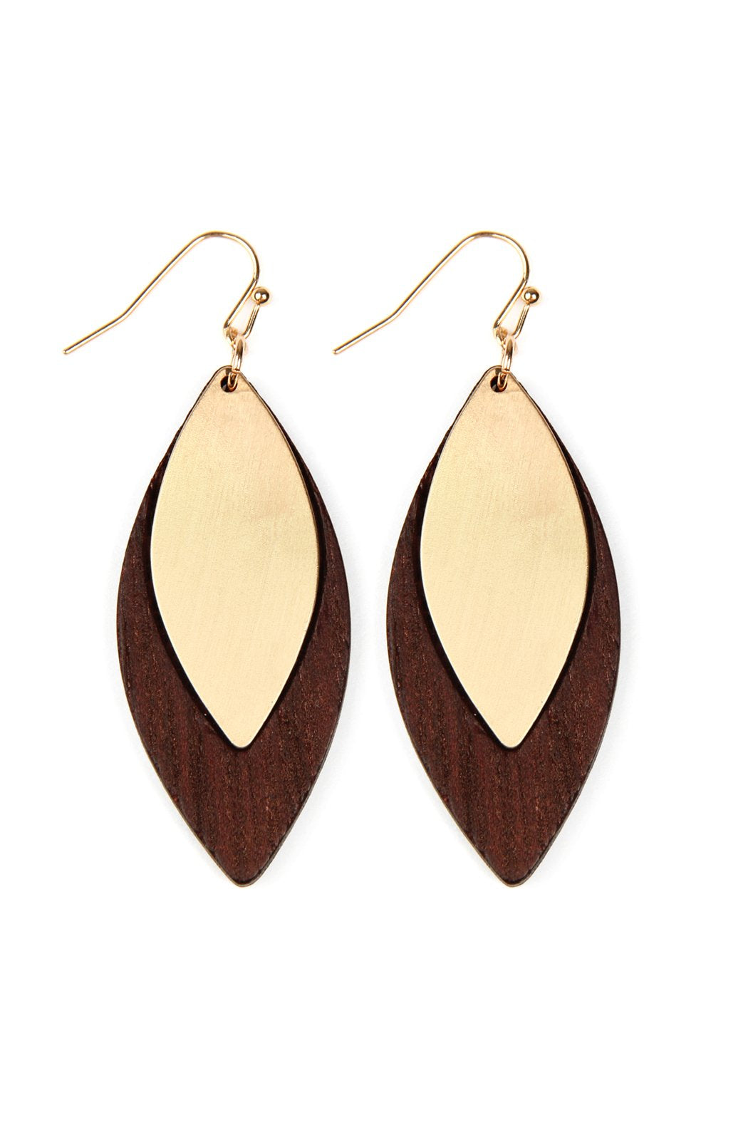 Satin Metal Wood Earrings - 4 COLORS -