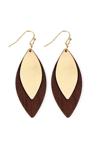 Thumbnail for Satin Metal Wood Earrings - 4 COLORS -