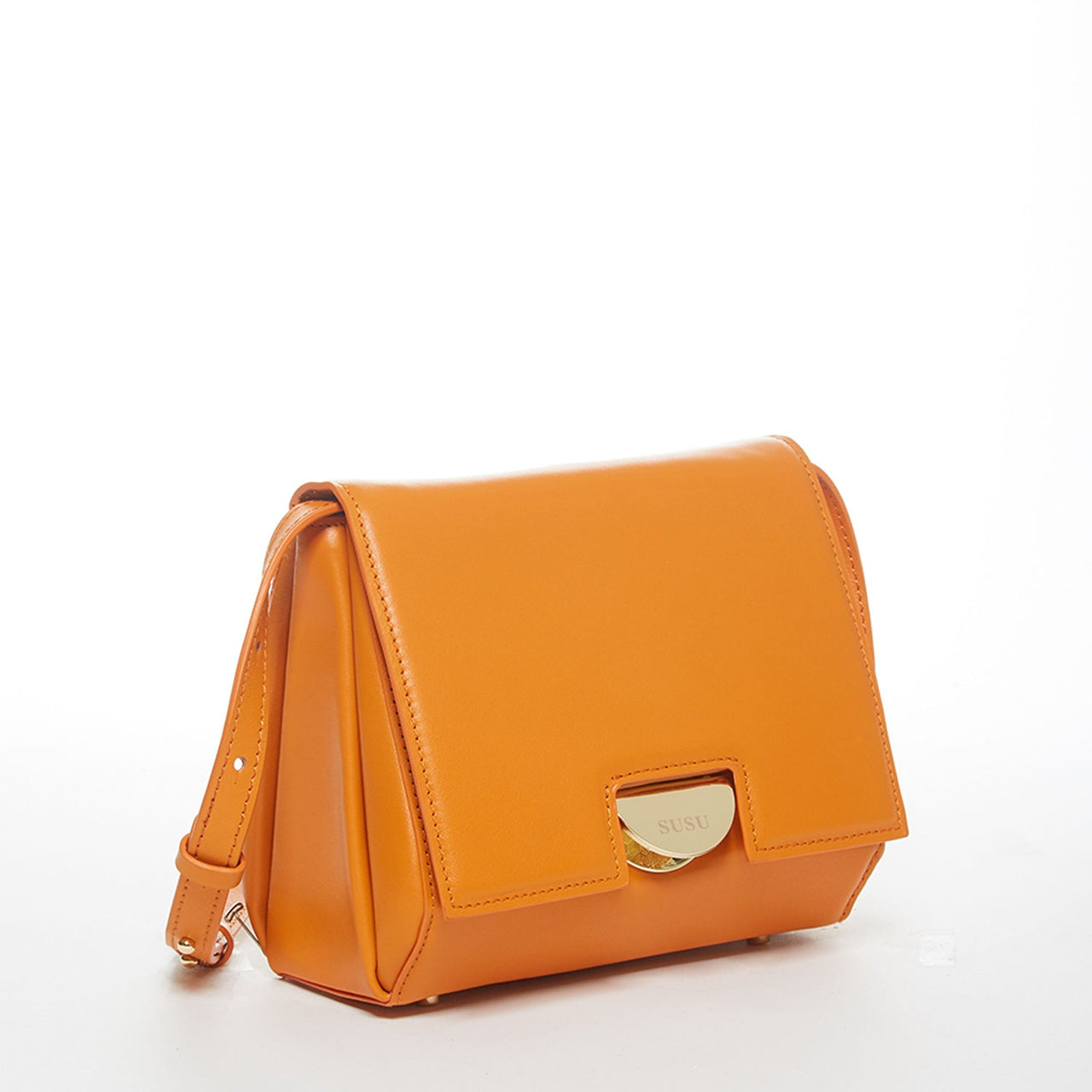 Elizabeth Dark Orange Leather Saddle Bag -