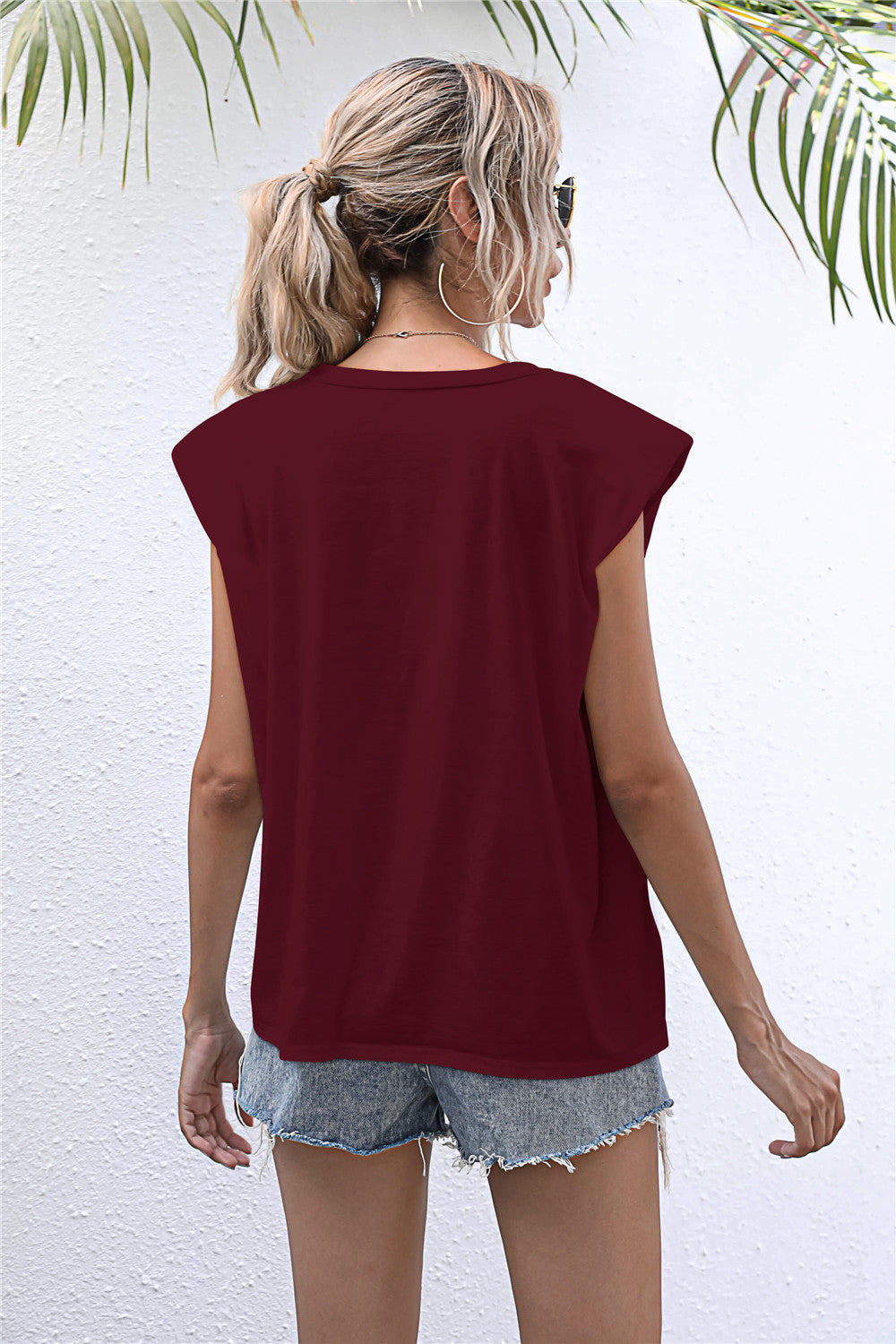 Round Neck Cap Sleeve Tee - T - 6 COLORS -