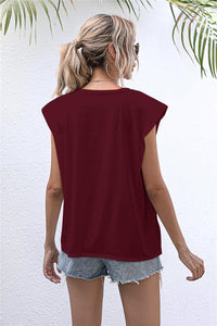 Thumbnail for Round Neck Cap Sleeve Tee - T - 6 COLORS -