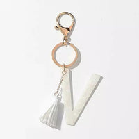 Thumbnail for Tasseled Initial Key Chain, White - 22 INITIALS -