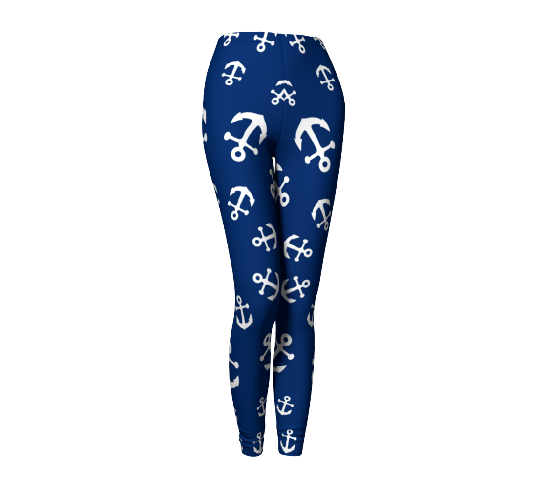 Summer Ties - Anchor Pinwheel Leggings - Navy - 1 COLOR -