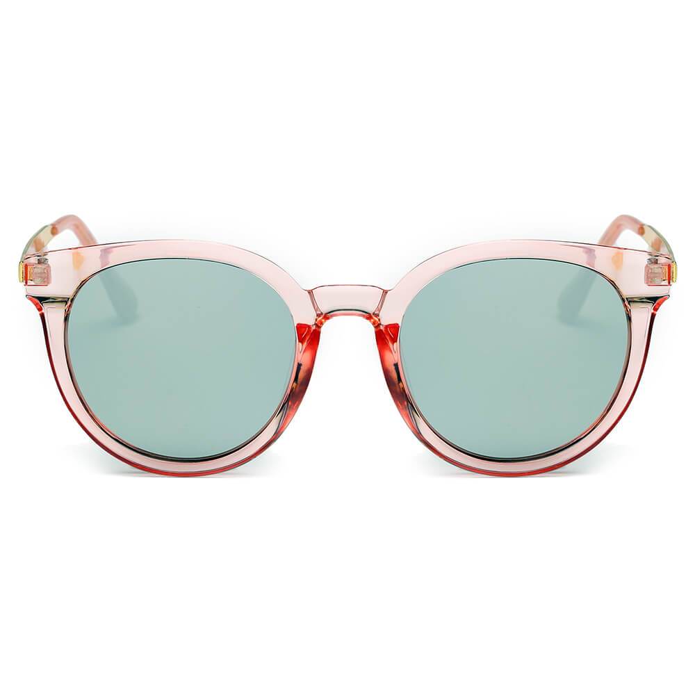 Findlay | CD07 - Women's Retro Mirrored Lens Horned Rim Round Sunglasses - 5 COLORS -