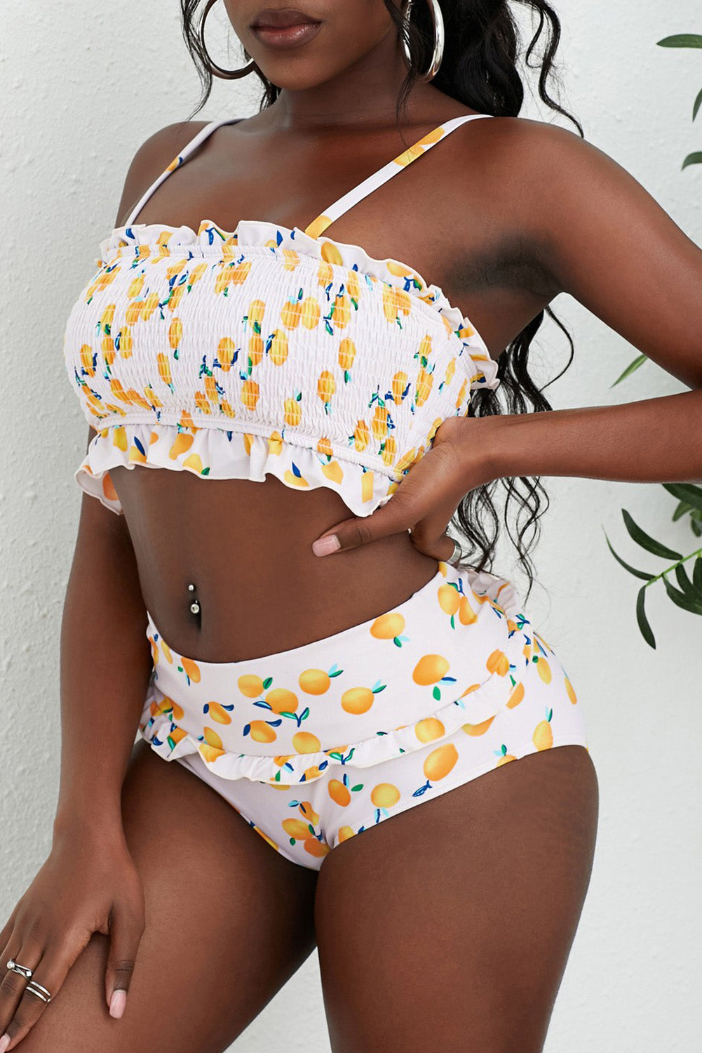 Fruit Print Frilled Bikini Set - 2 PCS. - T - 2 PATTERNS -