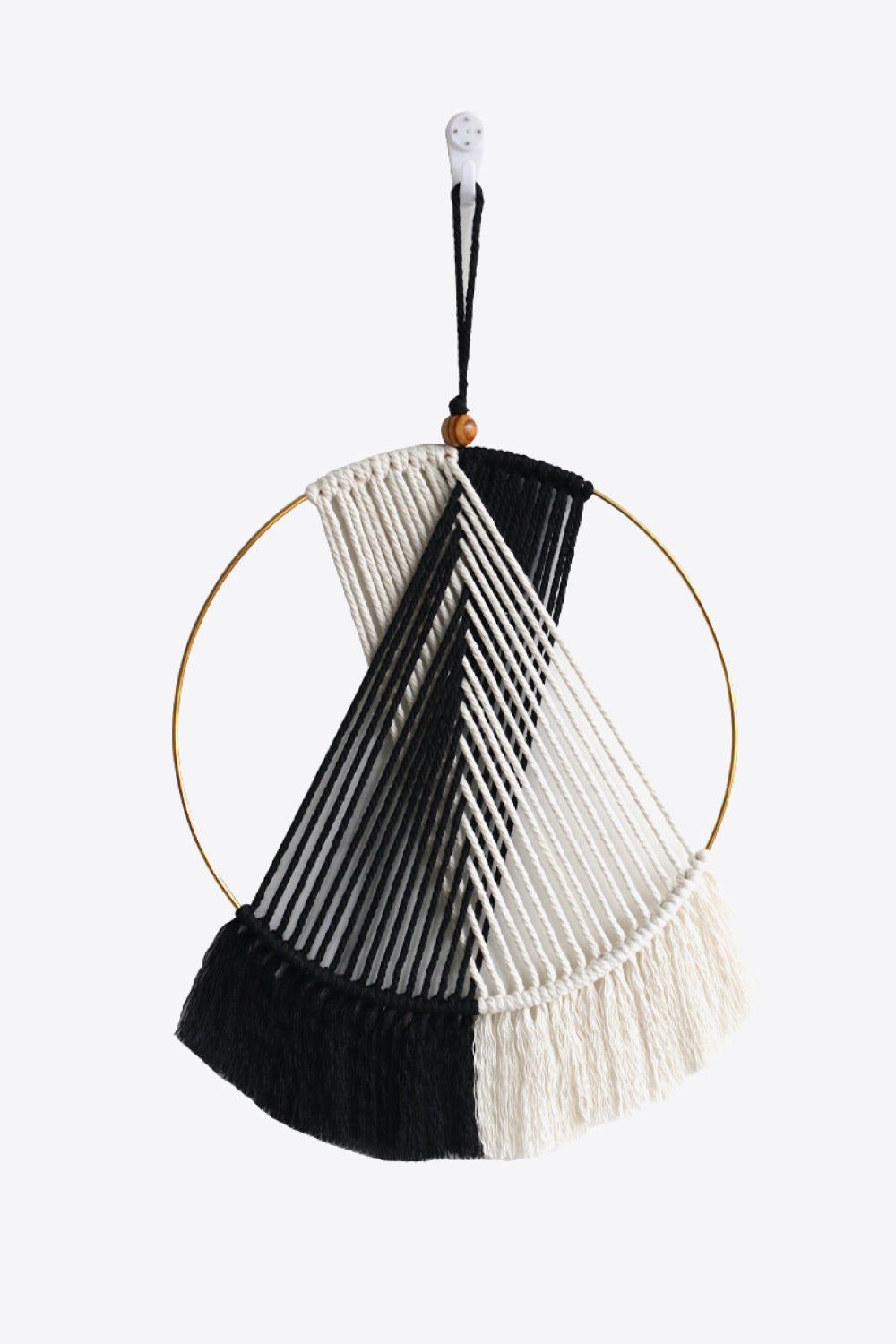 Contrast Fringe Round Macrame Wall Hanging - 16.5" X 9.8" - T - 4 COLORS -