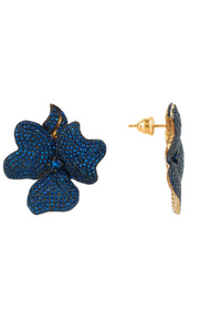 Thumbnail for LATELITA - Flower Large Stud Earrings Gold Sapphire Blue -