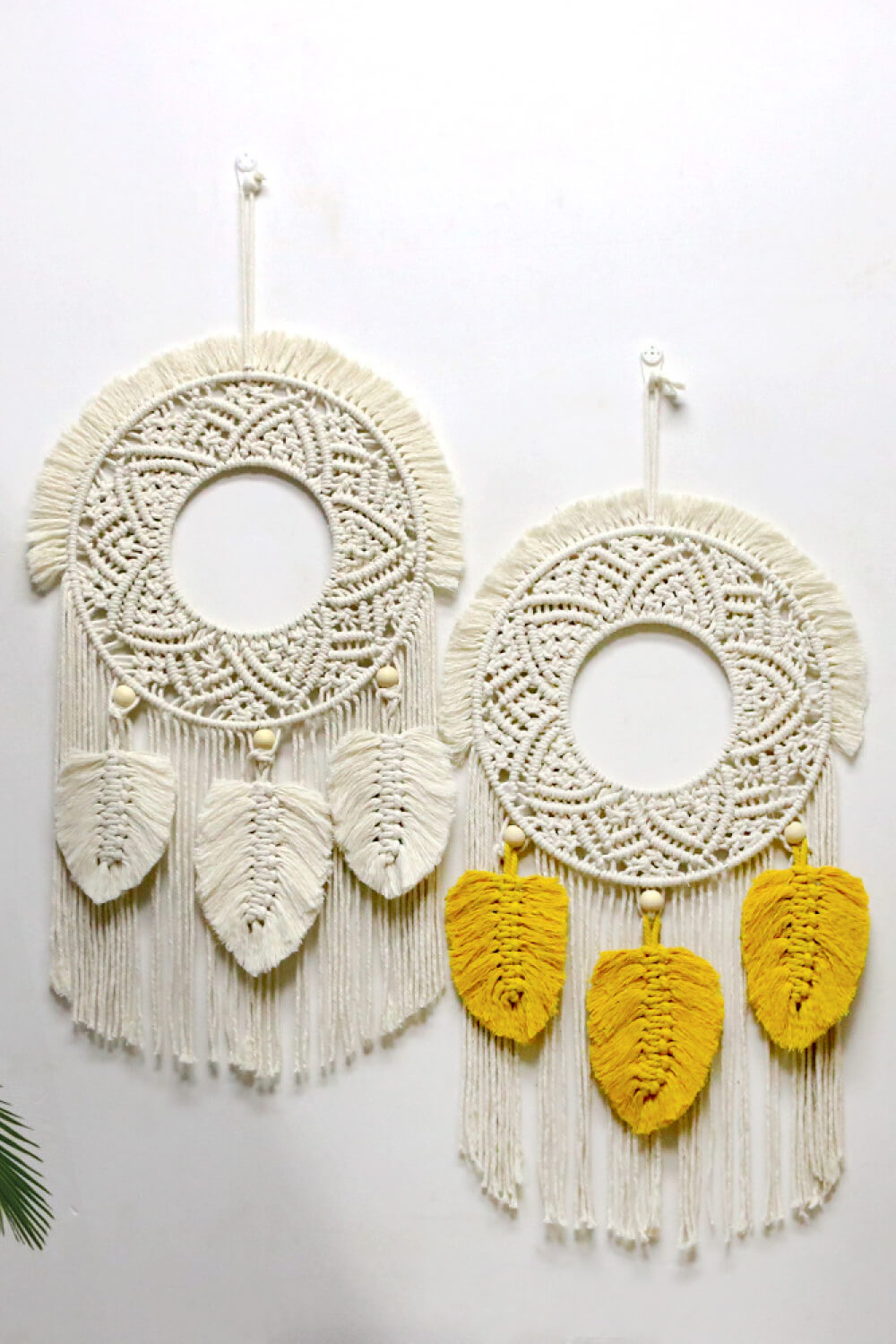 Hand-Woven Fringe Macrame Wall Hanging - 23.6" X 11.8" - T - 2 COLORS -