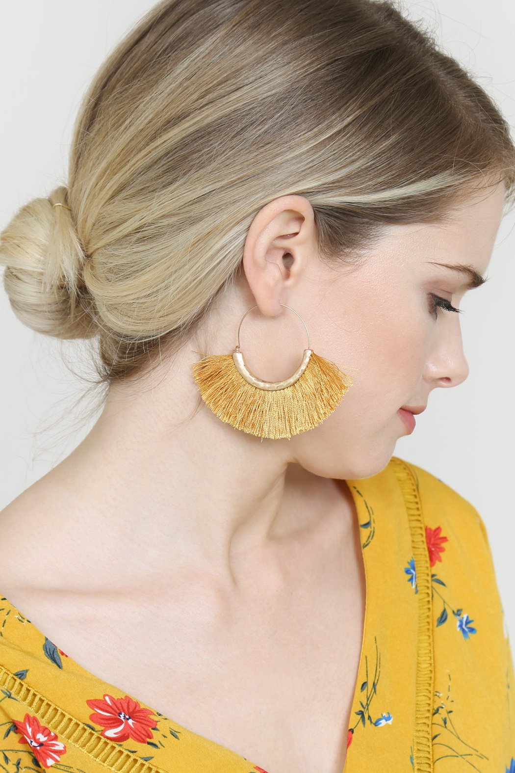 Tassel Fan Hoop Earrings - 15 COLORS -