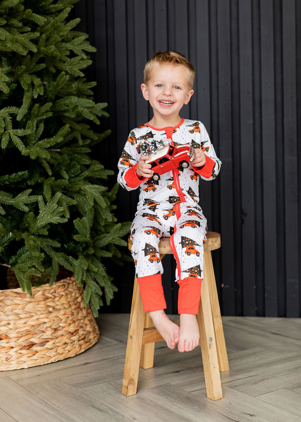 Eclipse Kids - Tree-Mendous Christmas - Red - Long Sleeve Zipper Sleep Romper -