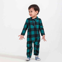 Thumbnail for BABY Plaid Collared Neck Jumpsuit - T -