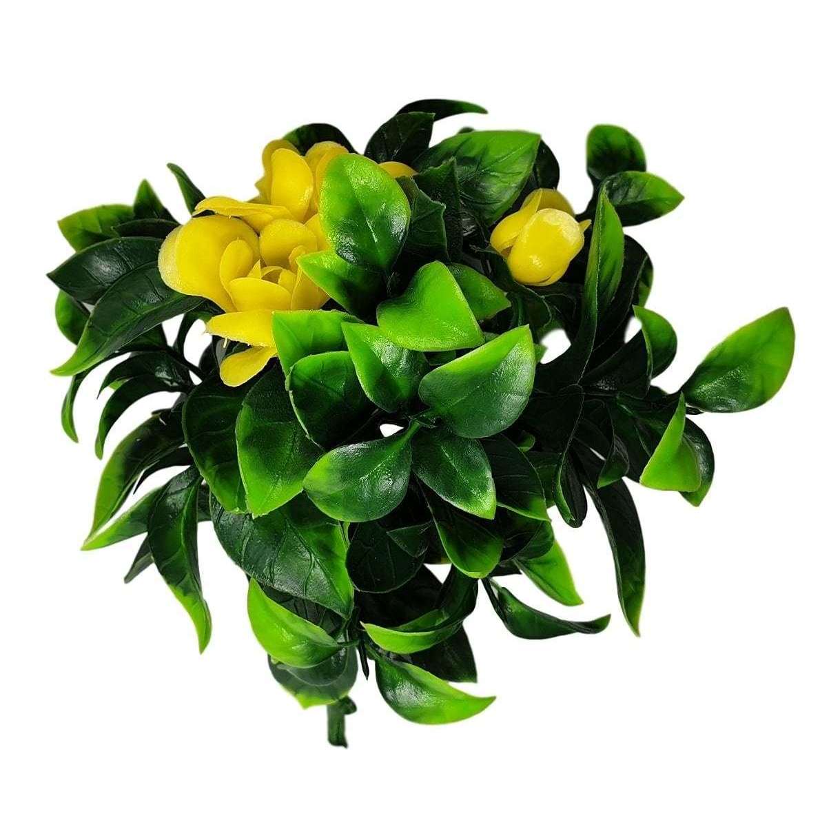 5 Pack Flowering Yellow Rose Stem UV Resistant 30cm -