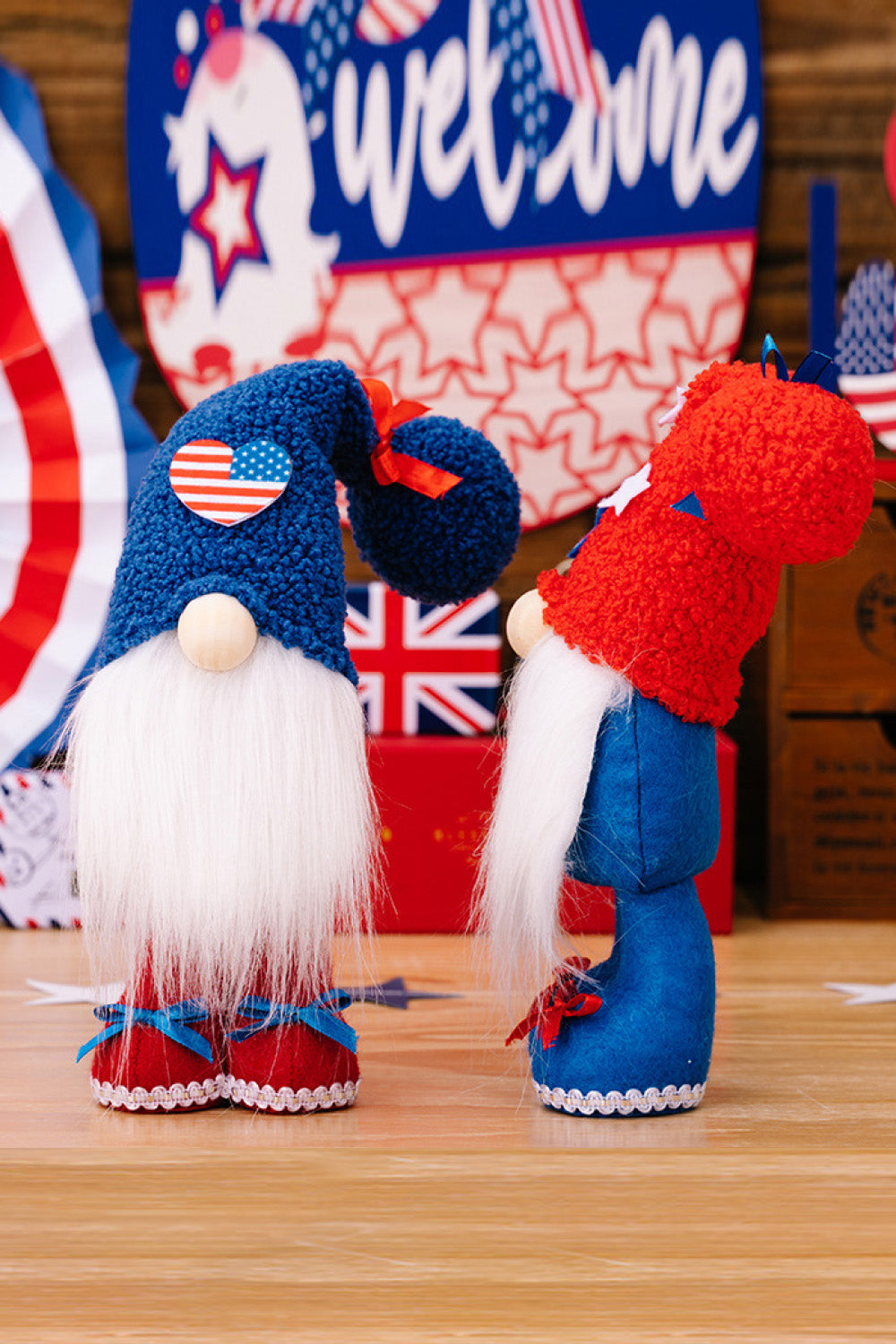 Set of 2 Independence Day Knit Beard Gnomes - 13.8" - 2 PCS - 2 TYPES / SET - [5-10 DAY DELIVERY] - T -