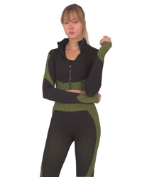 Thumbnail for Savoy - Trois Seamless Sports Jacket - Black With Green - 1 COLOR -