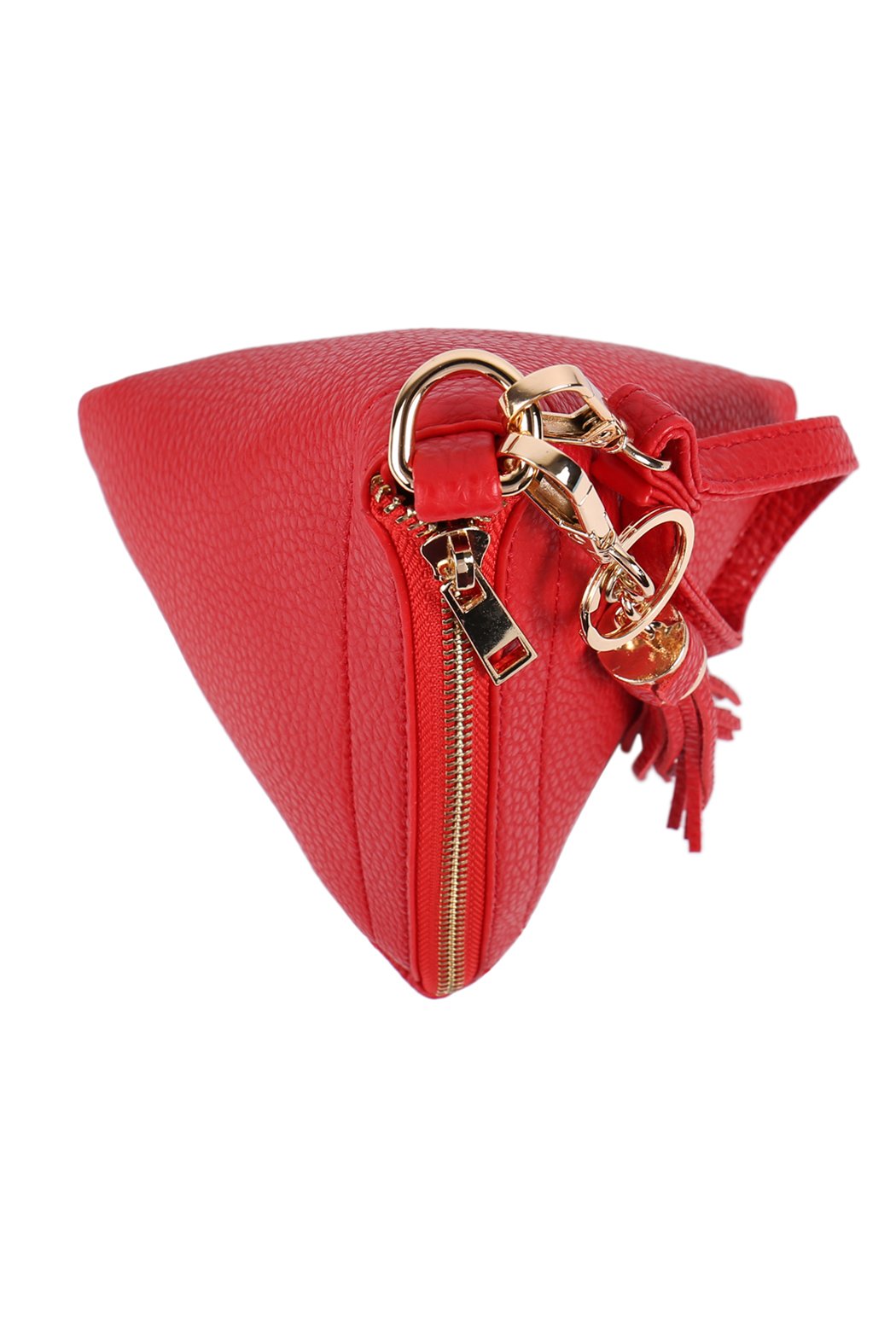 Riah Fashion - Pyramid Shape Tassel Wristlet Leather Bag - 15 COLORS -