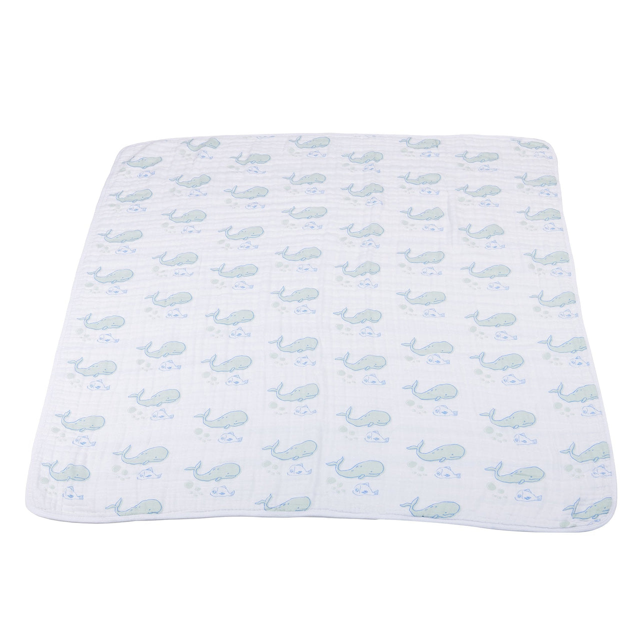 Newcastle - Whale and Ocean Stripe Cotton Muslin Newcastle Blanket -