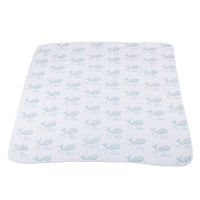 Thumbnail for Newcastle - Whale and Ocean Stripe Cotton Muslin Newcastle Blanket -