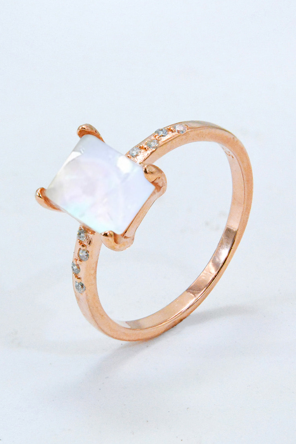 Square Moonstone Ring - T - SIZES 6 THRU 9 - 3 FINISHES -