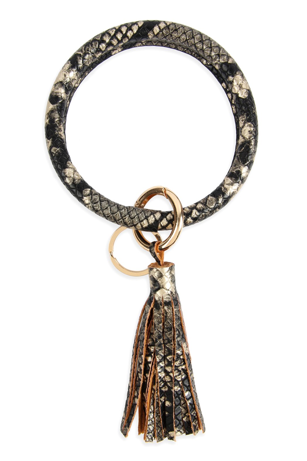 Snake Skin Printed Tassel Key Ring Bracelet - 7 COLORS -