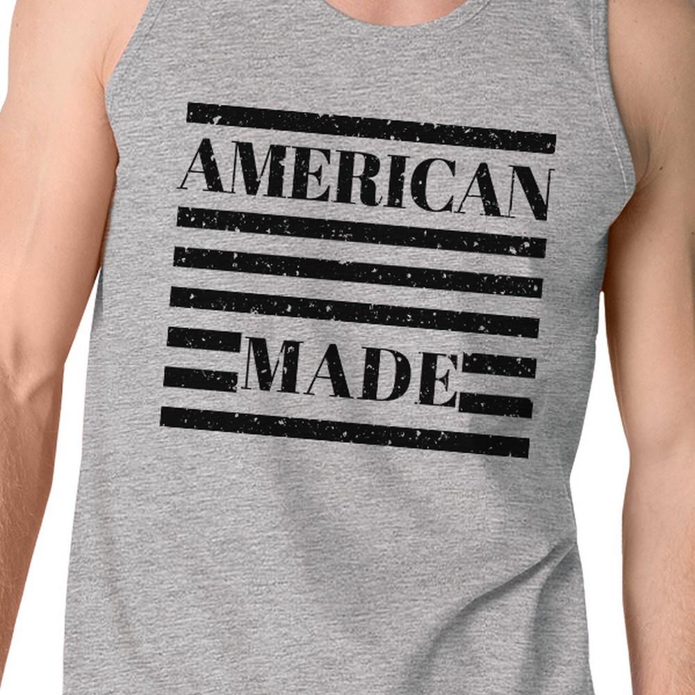 American Made Mens Grey Cotton Tanks 4th of July Graphic Tank Top - 1 COLOR