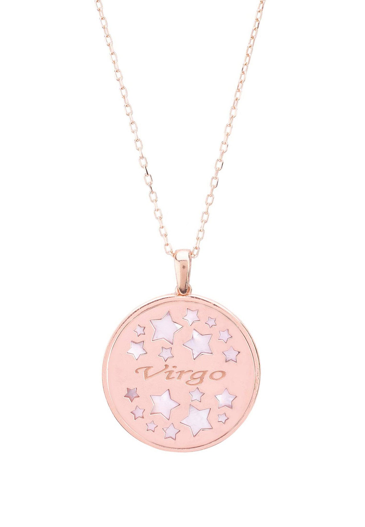 Zodiac Mother of Pearl Gemstone Star Constellation Pendant Necklace Virgo -