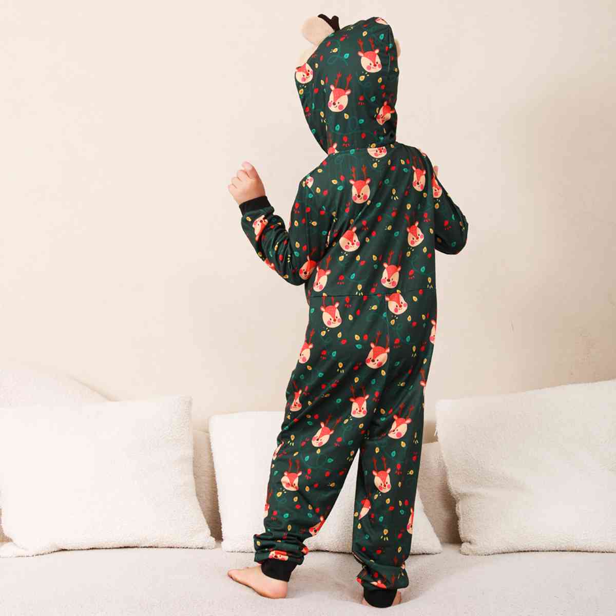 KIDS Printed Hooded Long Sleeve Jumpsuit - T -