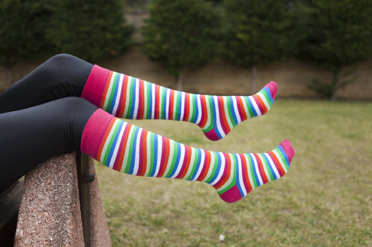 Women's Pink Blush Stripe Knee High Socks - 1 COLOR -