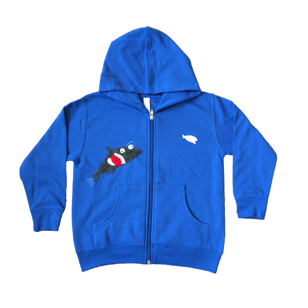 mi Cielo X Matthew Langille - Shark & Fish -  Royal Blue Kids Zipup Hoodie =