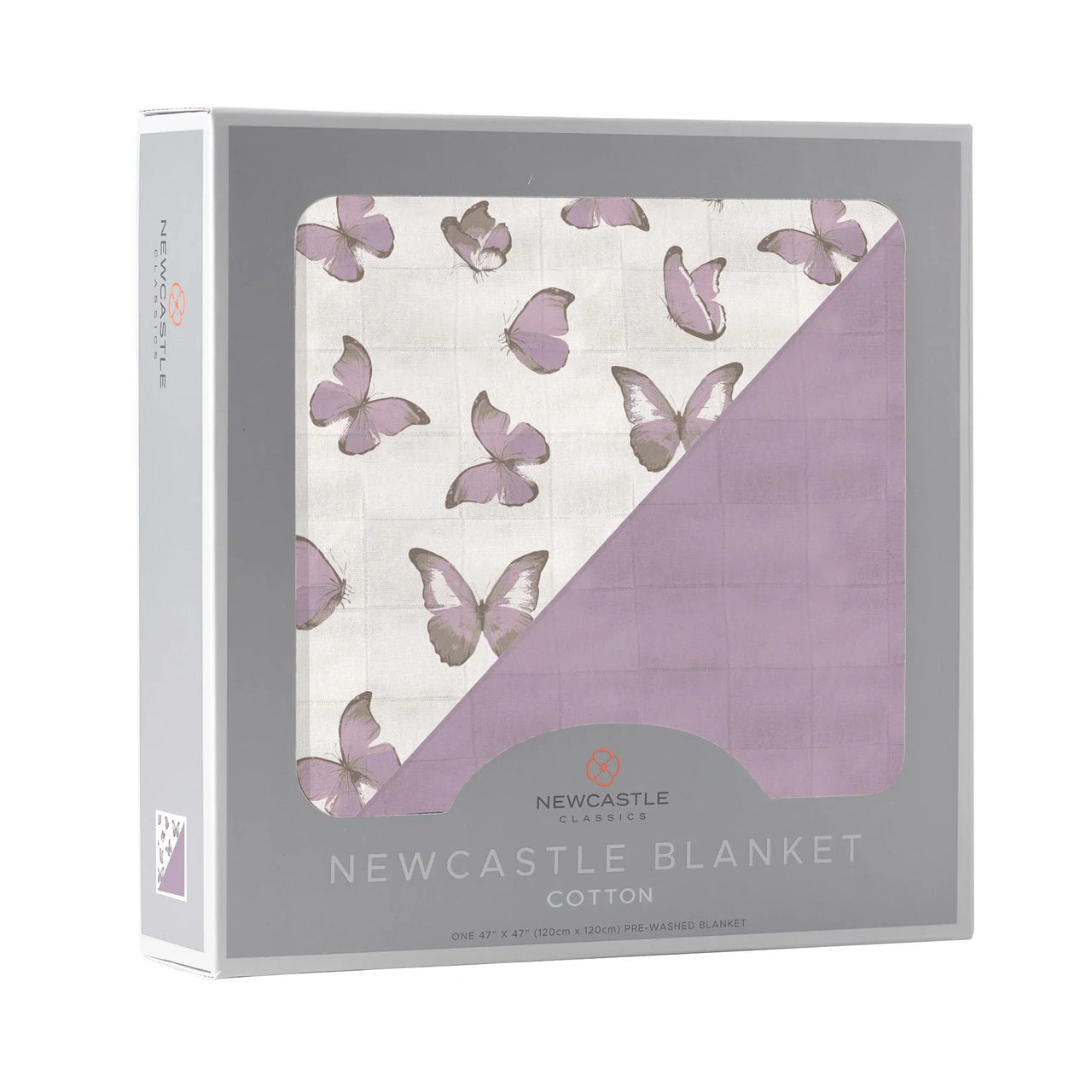 Newcastle - Winsome Butterflies and Orchid Lavender Cotton Newcastle Blanket -