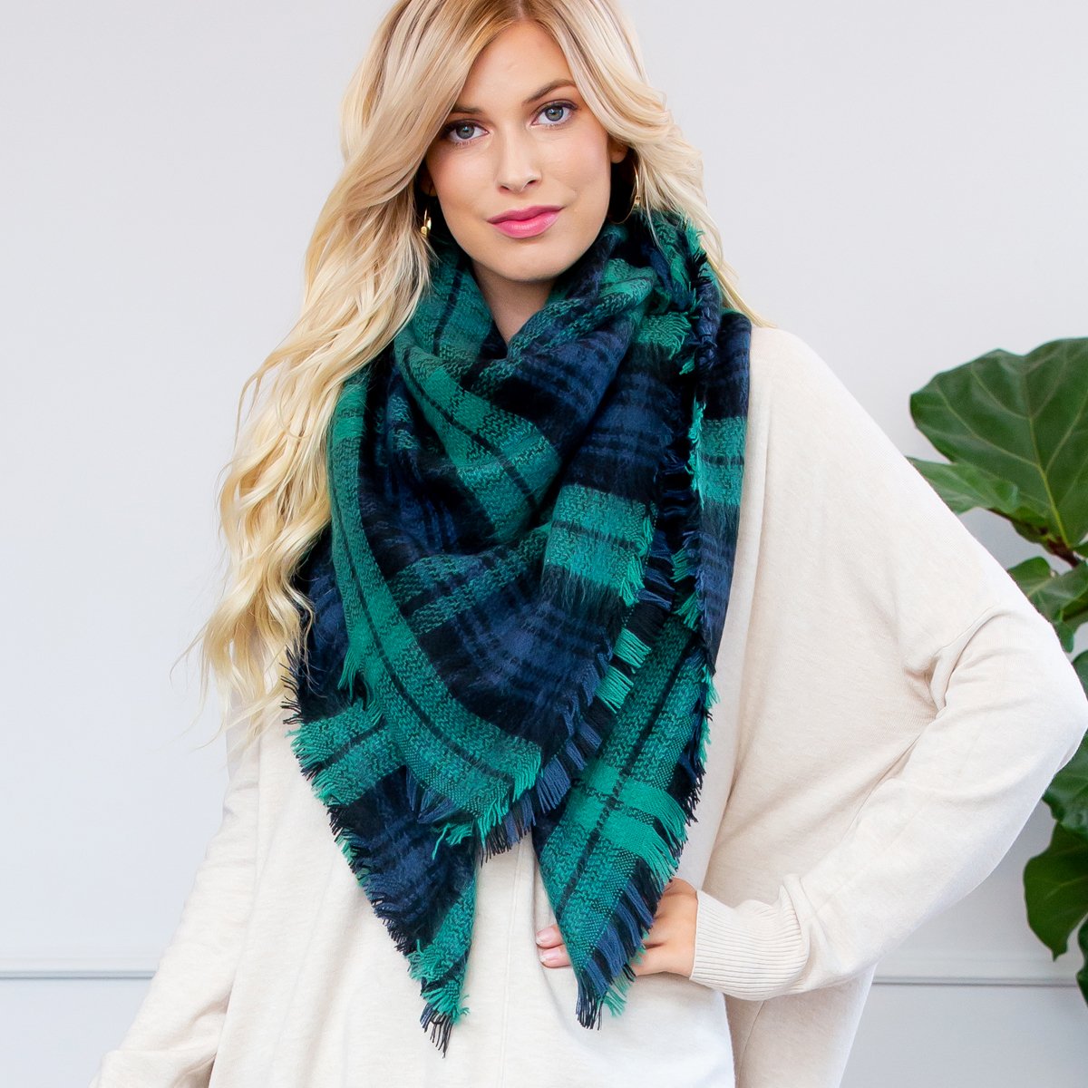 Riah Fashion - Fringe Blanket Scarf - 1 COLOR -