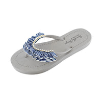 Thumbnail for SAND BY SAYA N.Y. - Rockaway Stripe Ruffle - Embellished Flat Flip Flops Sandal - 5 COLORS -