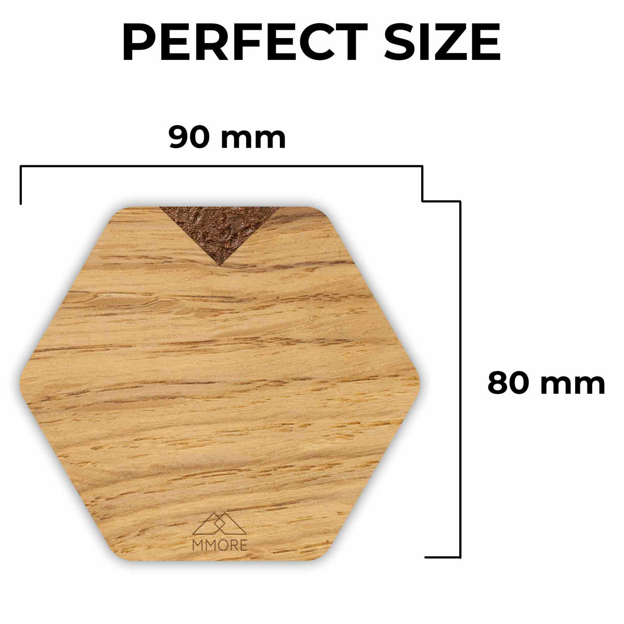 MMORE - Wooden Coasters - Oak / Set of 4 Coasters - 10 THUMB HANDLE COLORS -