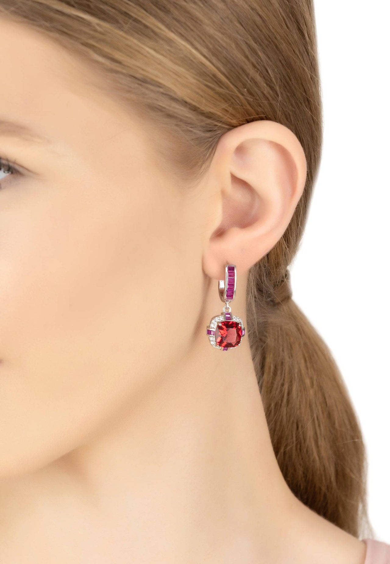 LATELITA - Windsor Silver Earring Ruby -