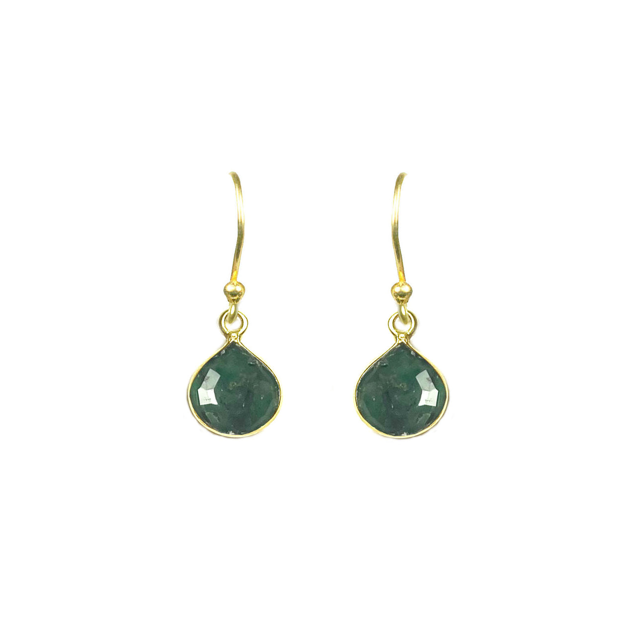 Gena Myint - Emerald Bezel Drop Earrings -