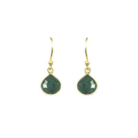 Thumbnail for Gena Myint - Emerald Bezel Drop Earrings -