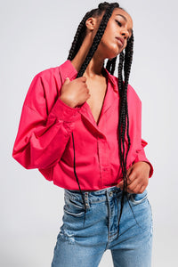 Thumbnail for Q2 - Button Front Shirt in Fuchsia - 1 COLOR -